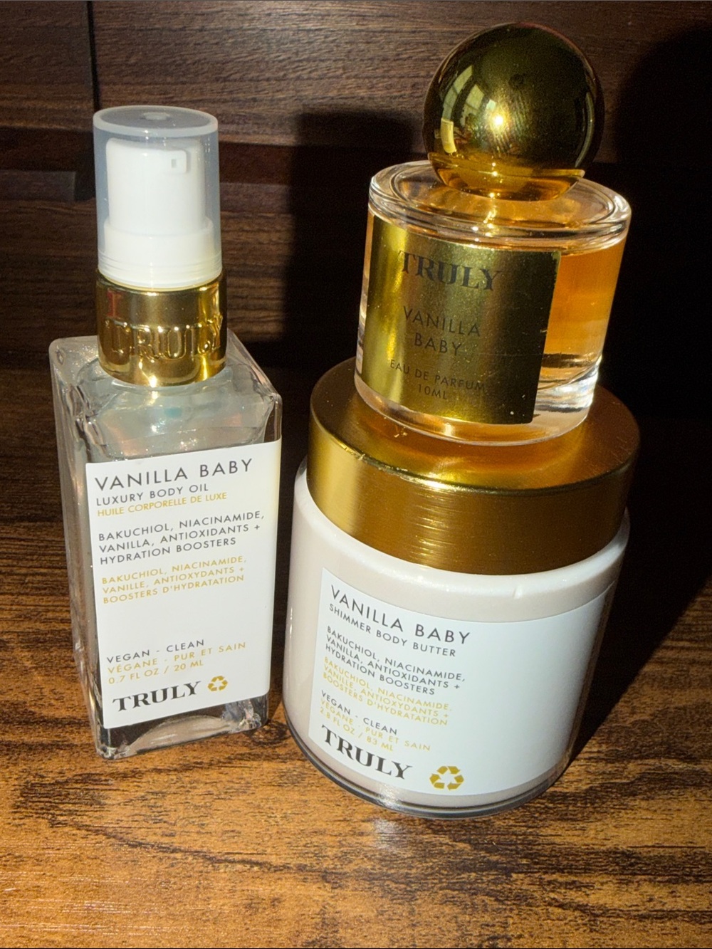 TRULY Vanilla Baby Body Oil & Butter Set - White & Gold